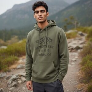 The North Face 1966 Berkeley CA Hoodie Mens Medium Olive Green Kangaroo Pocket